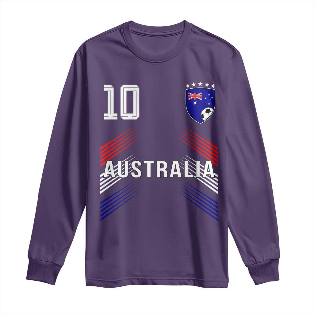Australia Soccer Sports Graphic Number 10 Jersey Style Long Sleeve Shirt Proud Australian Football Fans Game Day Pride TS02 Purple Print Your Wear