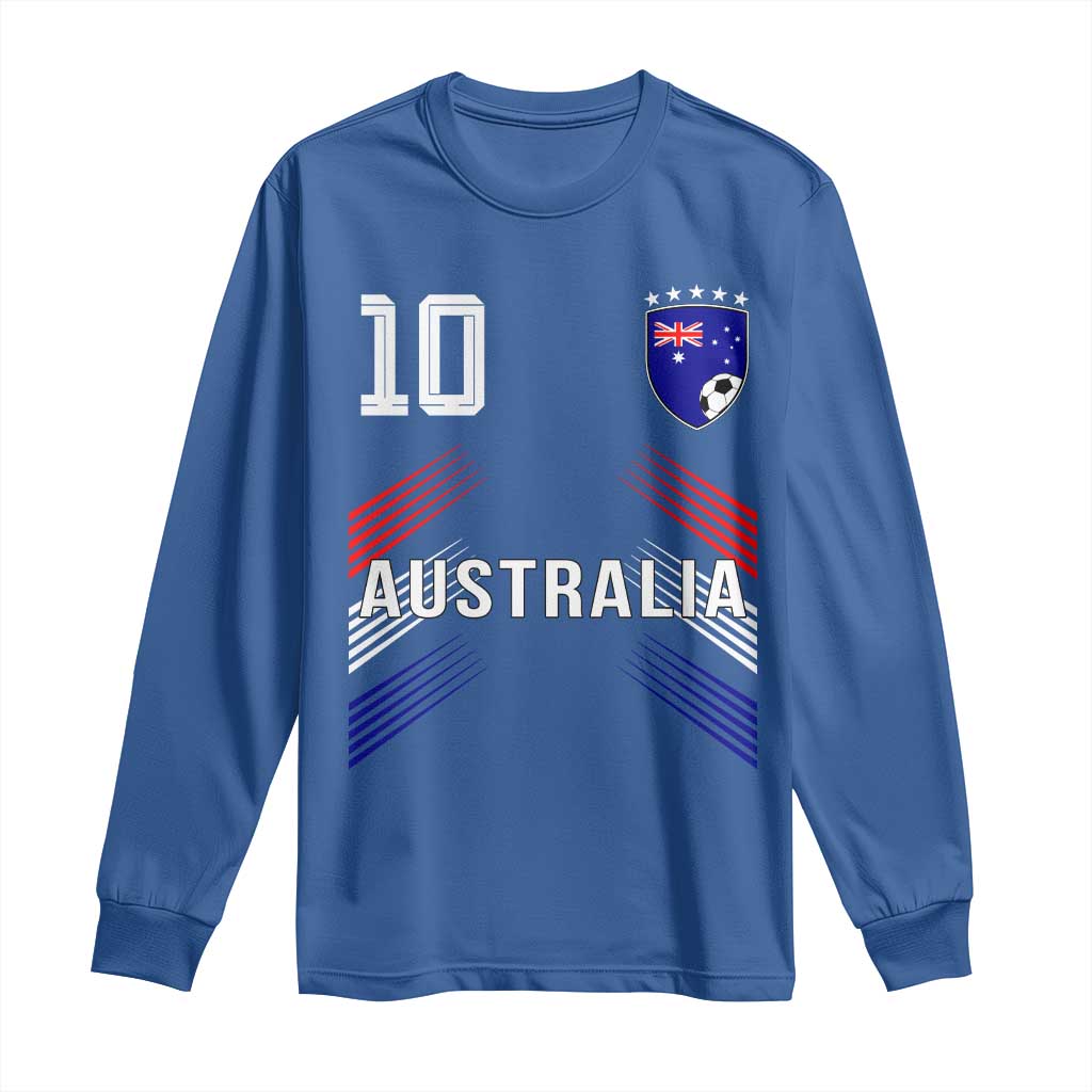 Australia Soccer Sports Graphic Number 10 Jersey Style Long Sleeve Shirt Proud Australian Football Fans Game Day Pride TS02 Royal Blue Print Your Wear