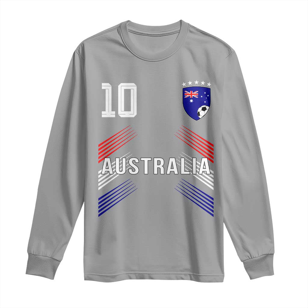 Australia Soccer Sports Graphic Number 10 Jersey Style Long Sleeve Shirt Proud Australian Football Fans Game Day Pride TS02 Sport Gray Print Your Wear