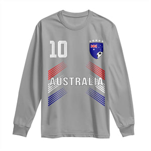Australia Soccer Sports Graphic Number 10 Jersey Style Long Sleeve Shirt Proud Australian Football Fans Game Day Pride TS02 Sport Gray Print Your Wear