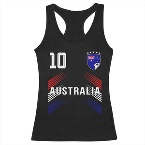 Australia Soccer Sports Graphic Number 10 Jersey Style Racerback Tank Top Proud Australian Football Fans Game Day Pride TS02 Black Print Your Wear