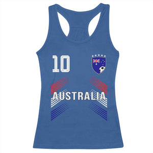 Australia Soccer Sports Graphic Number 10 Jersey Style Racerback Tank Top Proud Australian Football Fans Game Day Pride TS02 Royal Blue Print Your Wear