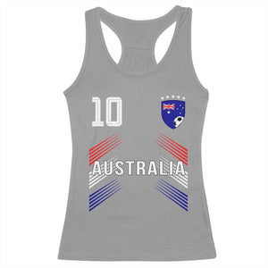 Australia Soccer Sports Graphic Number 10 Jersey Style Racerback Tank Top Proud Australian Football Fans Game Day Pride TS02 Sport Gray Print Your Wear