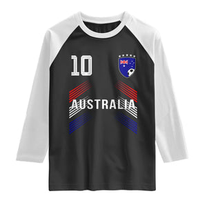 Australia Soccer Sports Graphic Number 10 Jersey Style Raglan Shirt Proud Australian Football Fans Game Day Pride TS02 Black White Print Your Wear