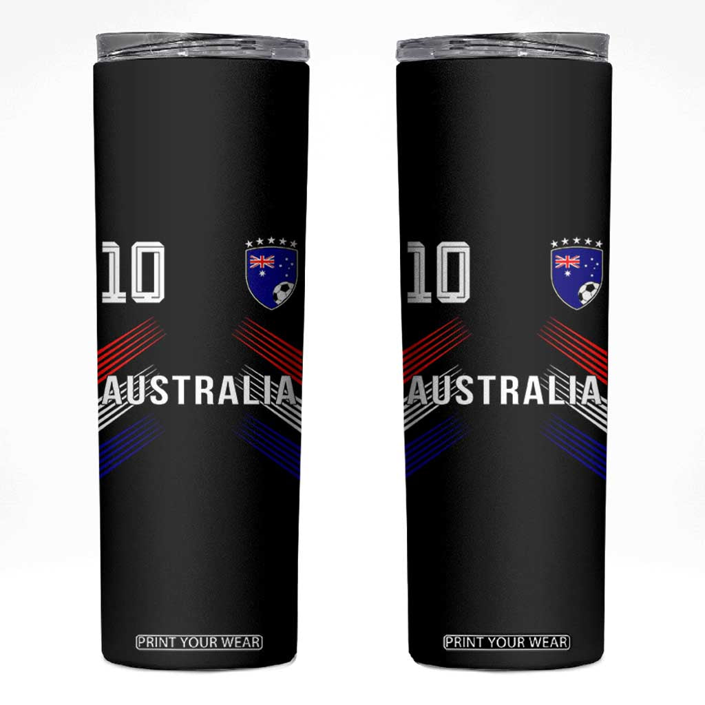 Australia Soccer Sports Graphic Number 10 Jersey Style Skinny Tumbler Proud Australian Football Fans Game Day Pride TS02 Black Print Your Wear