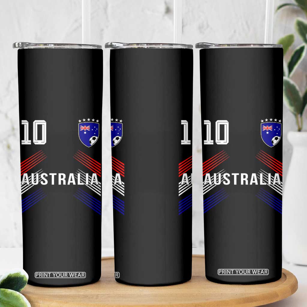 Australia Soccer Sports Graphic Number 10 Jersey Style Skinny Tumbler Proud Australian Football Fans Game Day Pride TS02 Print Your Wear