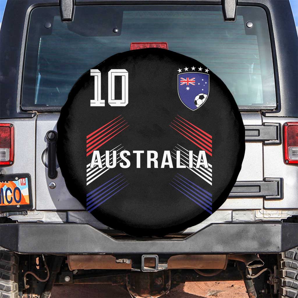 Australia Soccer Sports Graphic Number 10 Jersey Style Spare Tire Cover Proud Australian Football Fans Game Day Pride TS02 No hole Black Print Your Wear