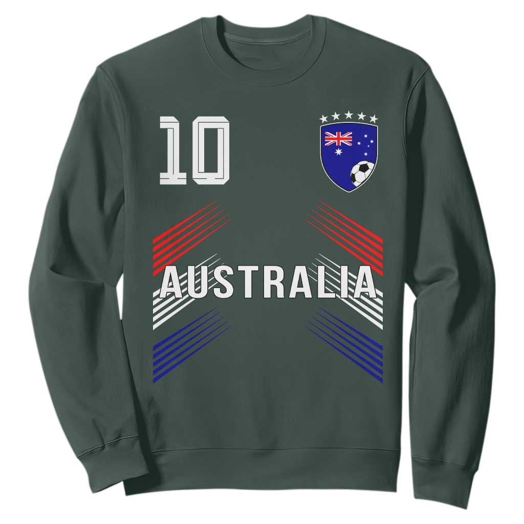 Australia Soccer Sports Graphic Number 10 Jersey Style Sweatshirt Proud Australian Football Fans Game Day Pride TS02 Dark Forest Green Print Your Wear