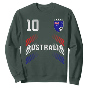 Australia Soccer Sports Graphic Number 10 Jersey Style Sweatshirt Proud Australian Football Fans Game Day Pride TS02 Dark Forest Green Print Your Wear