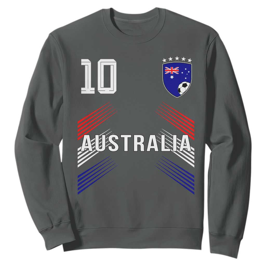 Australia Soccer Sports Graphic Number 10 Jersey Style Sweatshirt Proud Australian Football Fans Game Day Pride TS02 Dark Heather Print Your Wear