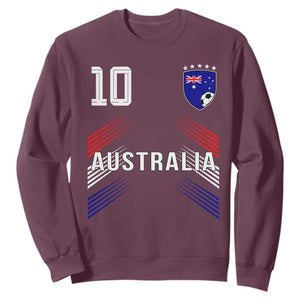 Australia Soccer Sports Graphic Number 10 Jersey Style Sweatshirt Proud Australian Football Fans Game Day Pride TS02 Maroon Print Your Wear