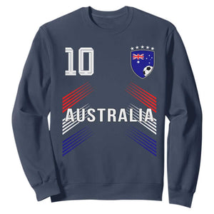 Australia Soccer Sports Graphic Number 10 Jersey Style Sweatshirt Proud Australian Football Fans Game Day Pride TS02 Navy Print Your Wear