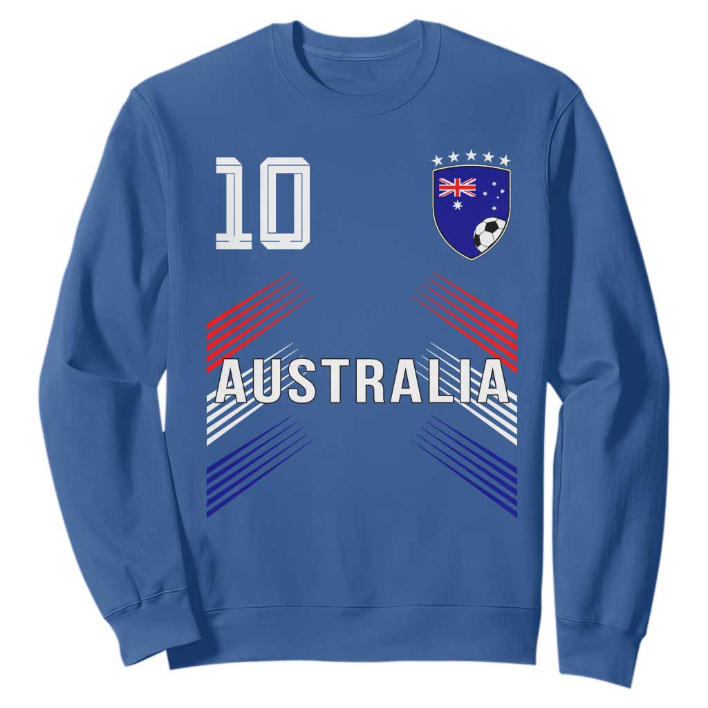 Australia Soccer Sports Graphic Number 10 Jersey Style Sweatshirt Proud Australian Football Fans Game Day Pride TS02 Royal Blue Print Your Wear