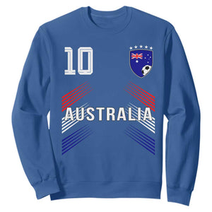 Australia Soccer Sports Graphic Number 10 Jersey Style Sweatshirt Proud Australian Football Fans Game Day Pride TS02 Royal Blue Print Your Wear