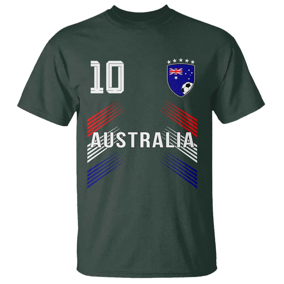 Australia Soccer Sports Graphic Number 10 Jersey Style T Shirt Proud Australian Football Fans Game Day Pride TS02 Dark Forest Green Print Your Wear