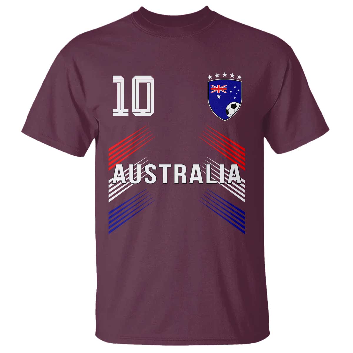 Australia Soccer Sports Graphic Number 10 Jersey Style T Shirt Proud Australian Football Fans Game Day Pride TS02 Maroon Print Your Wear