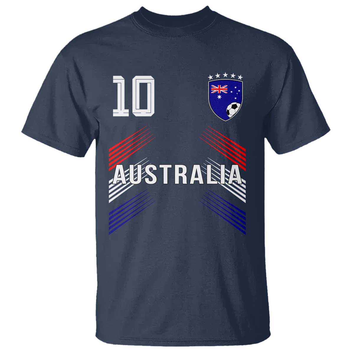 Australia Soccer Sports Graphic Number 10 Jersey Style T Shirt Proud Australian Football Fans Game Day Pride TS02 Navy Print Your Wear