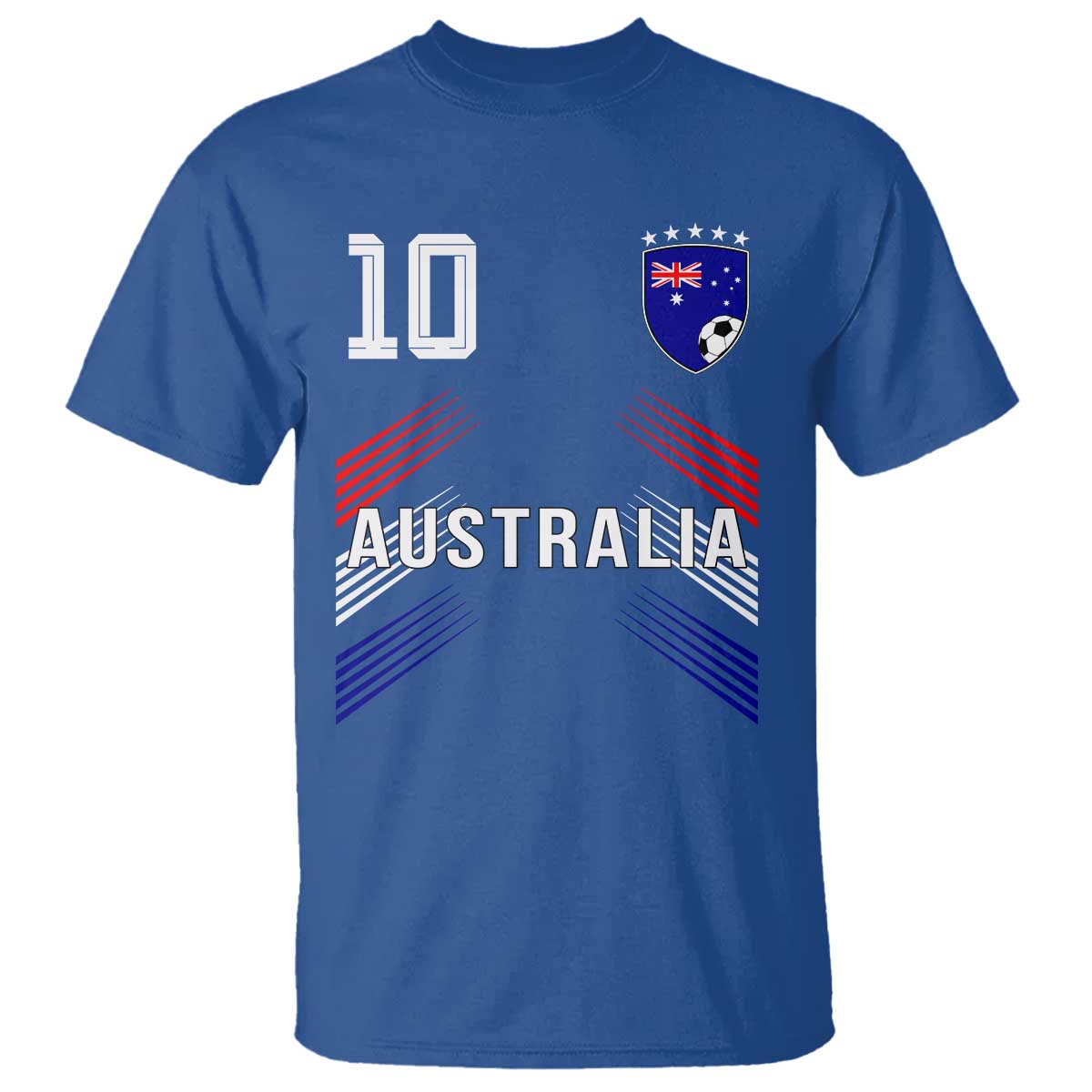 Australia Soccer Sports Graphic Number 10 Jersey Style T Shirt Proud Australian Football Fans Game Day Pride TS02 Royal Blue Print Your Wear