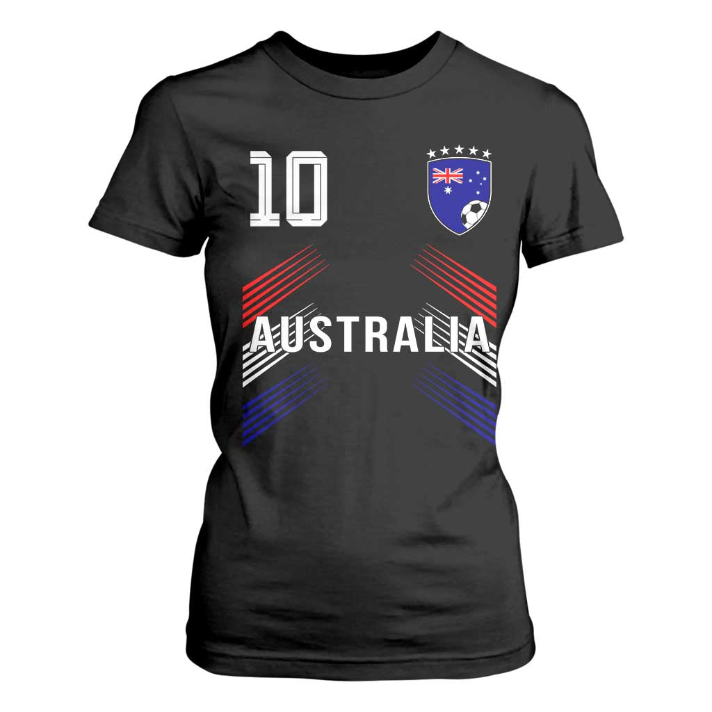 Australia Soccer Sports Graphic Number 10 Jersey Style T Shirt For Women Proud Australian Football Fans Game Day Pride TS02 Black Print Your Wear