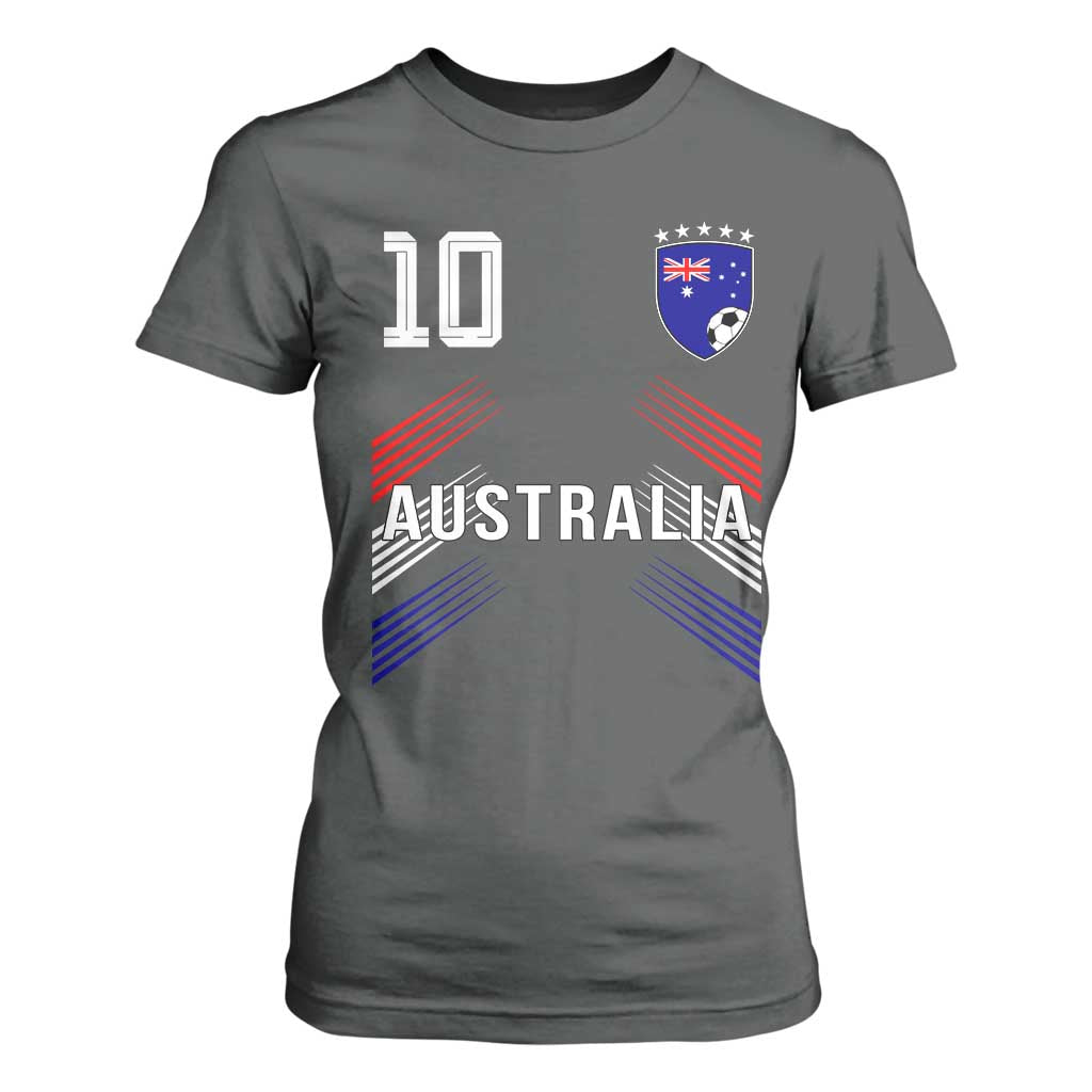 Australia Soccer Sports Graphic Number 10 Jersey Style T Shirt For Women Proud Australian Football Fans Game Day Pride TS02 Dark Heather Print Your Wear