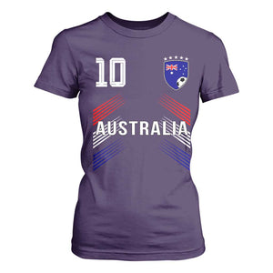 Australia Soccer Sports Graphic Number 10 Jersey Style T Shirt For Women Proud Australian Football Fans Game Day Pride TS02 Purple Print Your Wear
