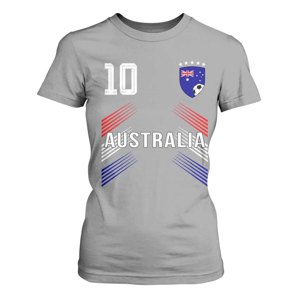 Australia Soccer Sports Graphic Number 10 Jersey Style T Shirt For Women Proud Australian Football Fans Game Day Pride TS02 Sport Gray Print Your Wear