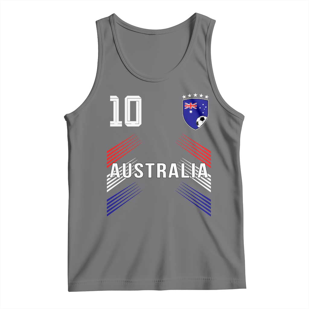 Australia Soccer Sports Graphic Number 10 Jersey Style Tank Top Proud Australian Football Fans Game Day Pride TS02 Black Heather Print Your Wear