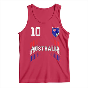 Australia Soccer Sports Graphic Number 10 Jersey Style Tank Top Proud Australian Football Fans Game Day Pride TS02 Red Print Your Wear