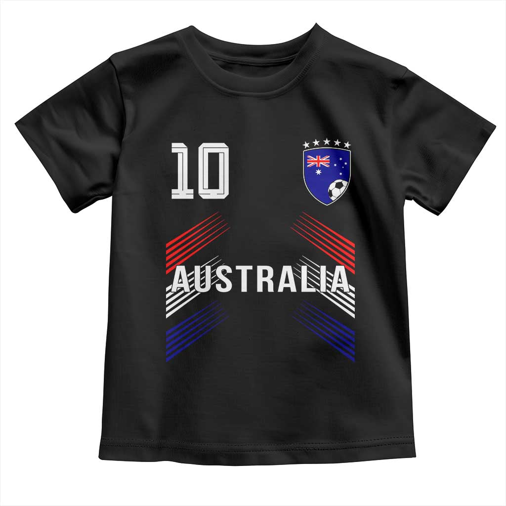 Australia Soccer Sports Graphic Number 10 Jersey Style Toddler T Shirt Proud Australian Football Fans Game Day Pride TS02 Black Print Your Wear