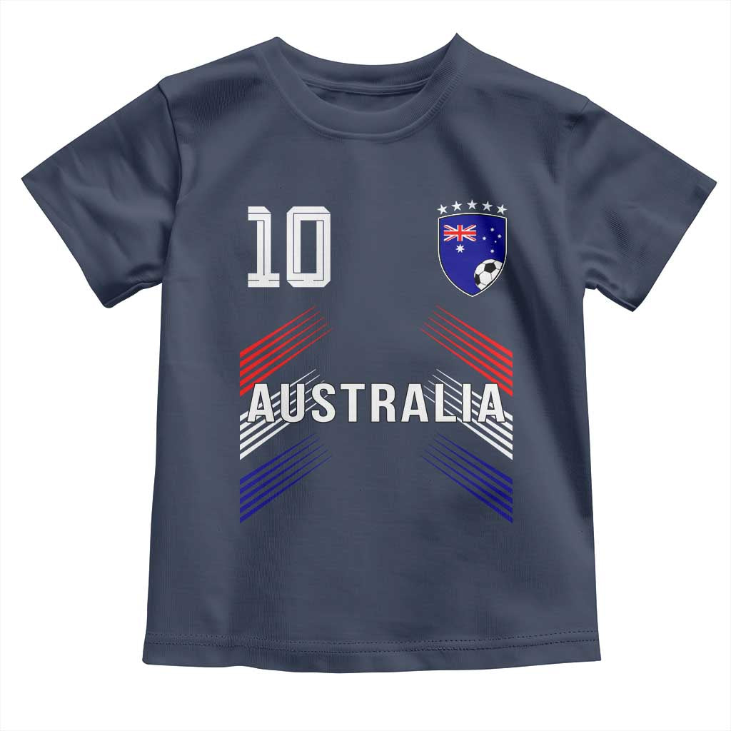 Australia Soccer Sports Graphic Number 10 Jersey Style Toddler T Shirt Proud Australian Football Fans Game Day Pride TS02 Navy Print Your Wear