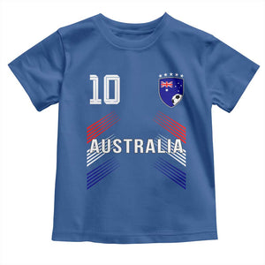 Australia Soccer Sports Graphic Number 10 Jersey Style Toddler T Shirt Proud Australian Football Fans Game Day Pride TS02 Royal Blue Print Your Wear