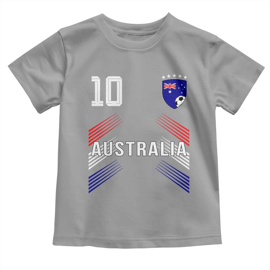 Australia Soccer Sports Graphic Number 10 Jersey Style Toddler T Shirt Proud Australian Football Fans Game Day Pride TS02 Sport Gray Print Your Wear