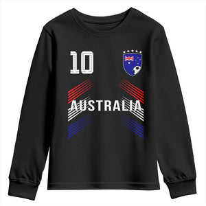 Australia Soccer Sports Graphic Number 10 Jersey Style Youth Sweatshirt Proud Australian Football Fans Game Day Pride TS02 Black Print Your Wear