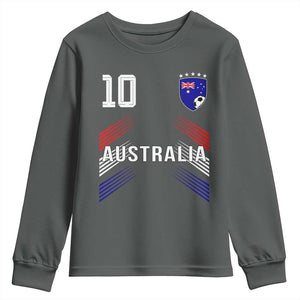 Australia Soccer Sports Graphic Number 10 Jersey Style Youth Sweatshirt Proud Australian Football Fans Game Day Pride TS02 Dark Heather Print Your Wear