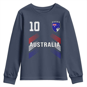 Australia Soccer Sports Graphic Number 10 Jersey Style Youth Sweatshirt Proud Australian Football Fans Game Day Pride TS02 Navy Print Your Wear