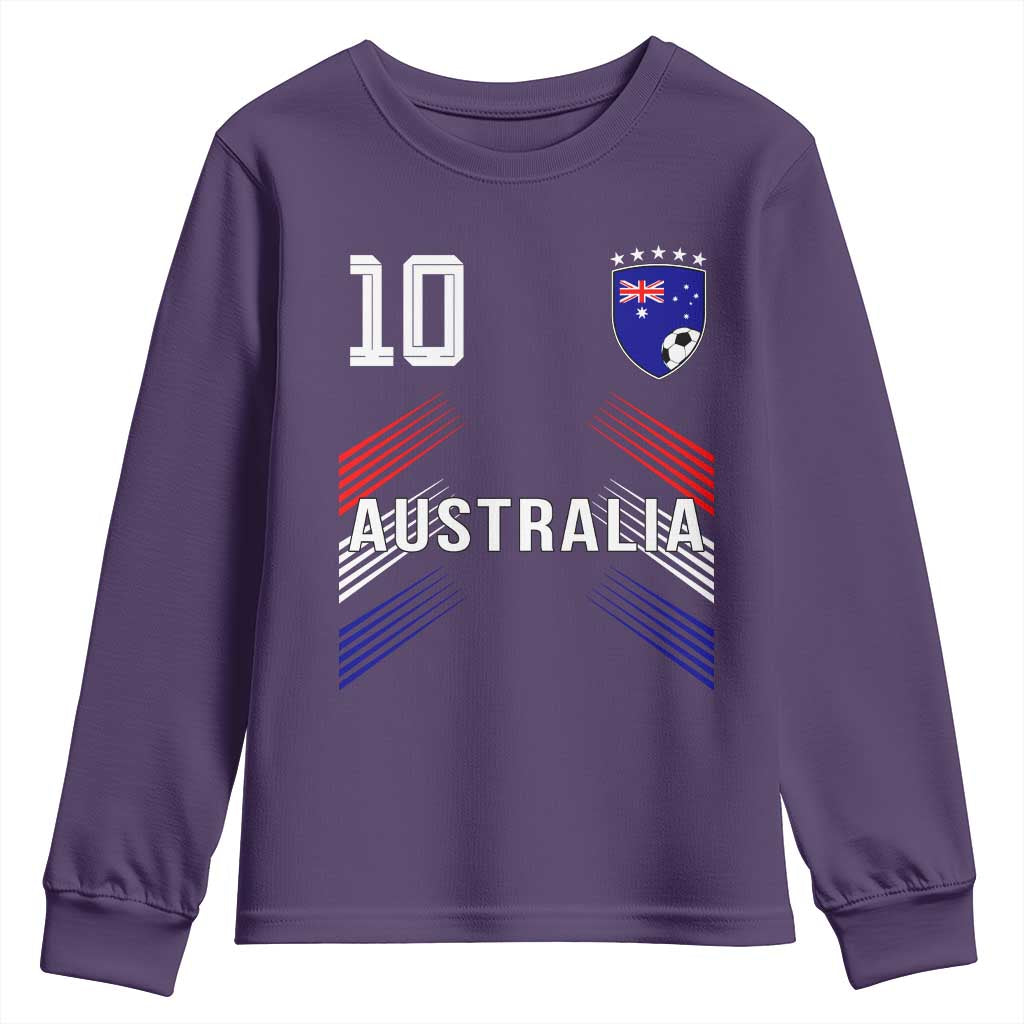 Australia Soccer Sports Graphic Number 10 Jersey Style Youth Sweatshirt Proud Australian Football Fans Game Day Pride TS02 Purple Print Your Wear