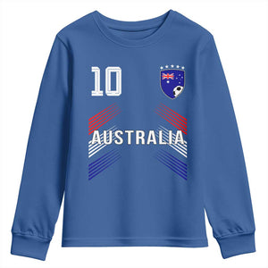 Australia Soccer Sports Graphic Number 10 Jersey Style Youth Sweatshirt Proud Australian Football Fans Game Day Pride TS02 Royal Blue Print Your Wear