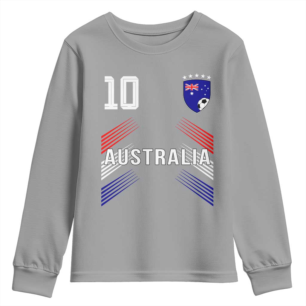 Australia Soccer Sports Graphic Number 10 Jersey Style Youth Sweatshirt Proud Australian Football Fans Game Day Pride TS02 Sport Gray Print Your Wear