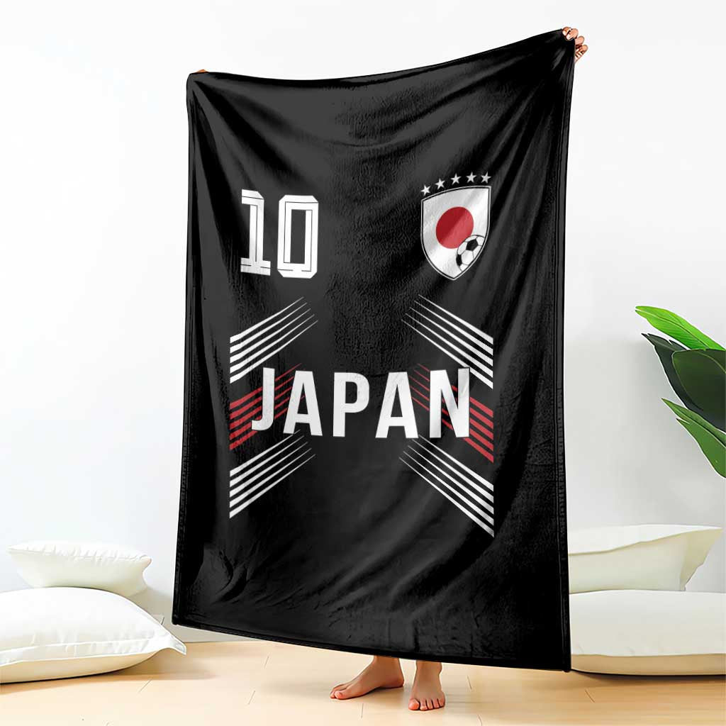 Japan Soccer Sports Graphic Number 10 Jersey Style Throw Blanket Proud Japanese Football Fans Game Day Pride TS02 Print Your Wear