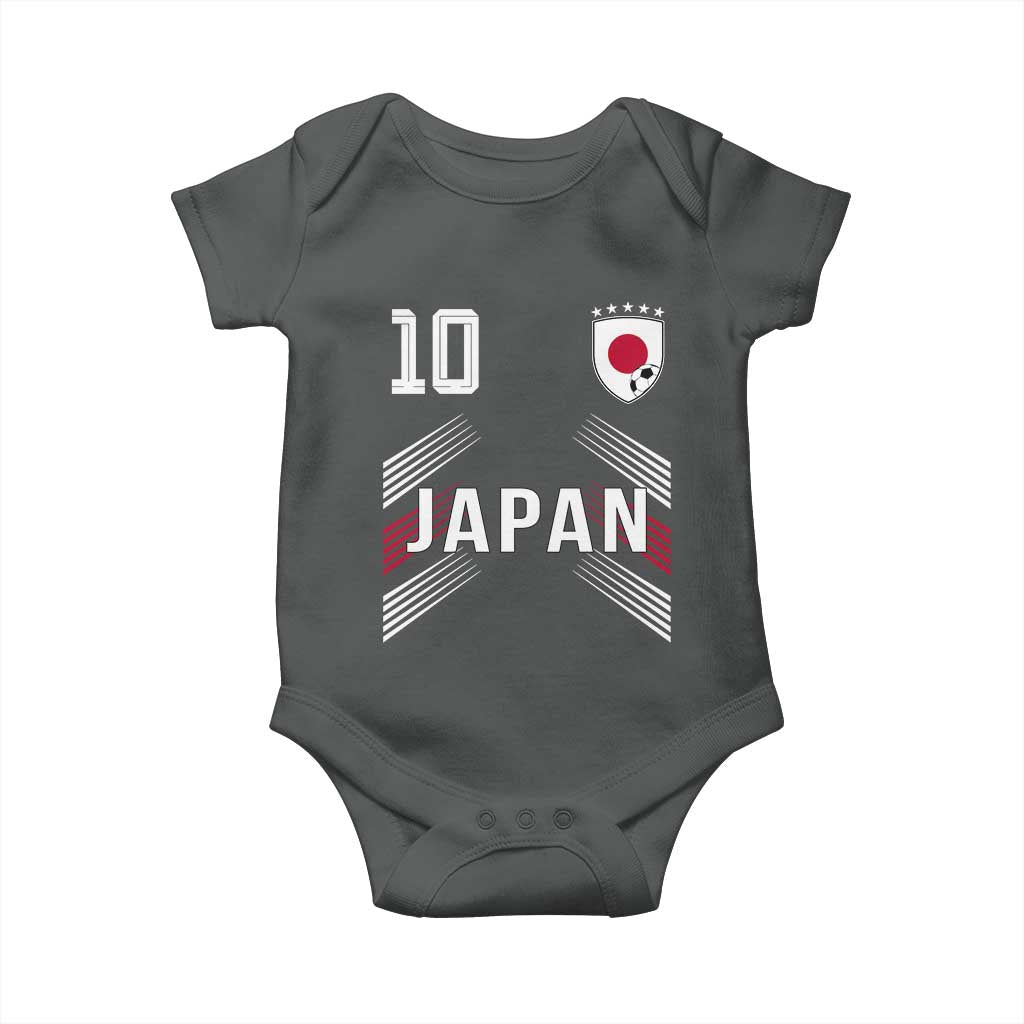 Japan Soccer Sports Graphic Number 10 Jersey Style Baby Onesie Proud Japanese Football Fans Game Day Pride TS02 Dark Heather Print Your Wear