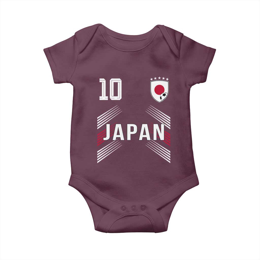Japan Soccer Sports Graphic Number 10 Jersey Style Baby Onesie Proud Japanese Football Fans Game Day Pride TS02 Maroon Print Your Wear