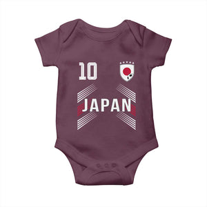 Japan Soccer Sports Graphic Number 10 Jersey Style Baby Onesie Proud Japanese Football Fans Game Day Pride TS02 Maroon Print Your Wear