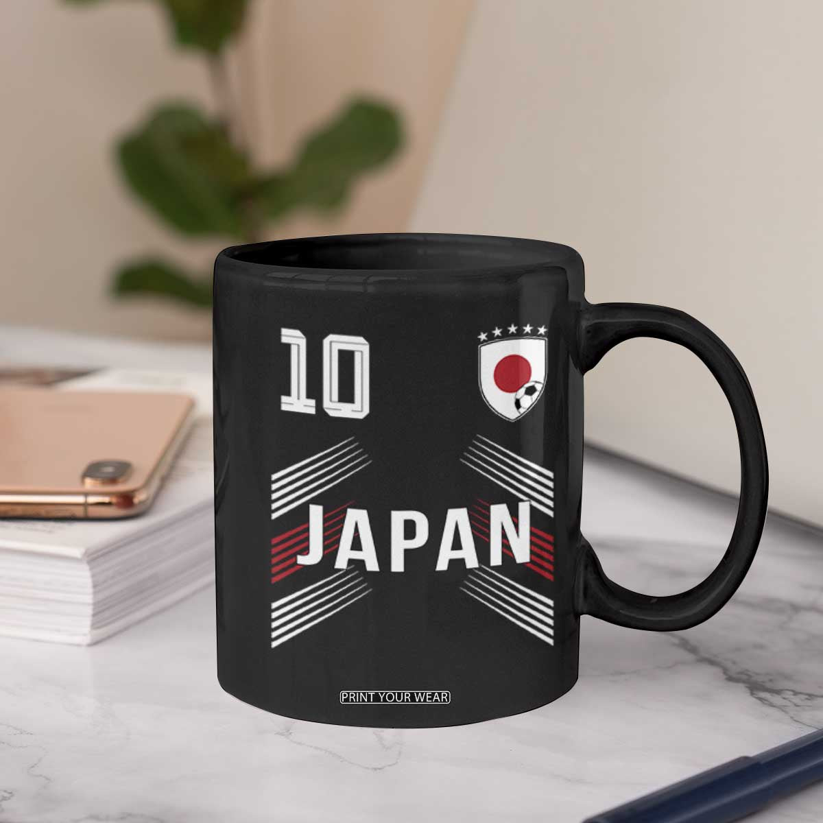 Japan Soccer Sports Graphic Number 10 Jersey Style Coffee Mug Proud Japanese Football Fans Game Day Pride TS02 Print Your Wear
