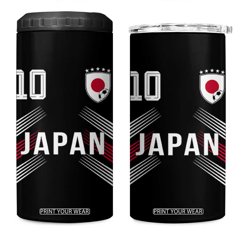 Japan Soccer Sports Graphic Number 10 Jersey Style 4 in 1 Can Cooler Tumbler Proud Japanese Football Fans Game Day Pride TS02 One Size: 16 oz Black Print Your Wear