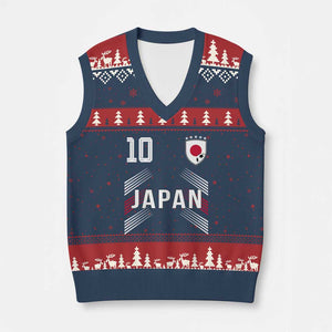 Japan Soccer Sports Graphic Number 10 Jersey Style V-Neck Knit Sweater Vest Proud Japanese Football Fans Game Day Pride TS02 Navy Red Print Your Wear