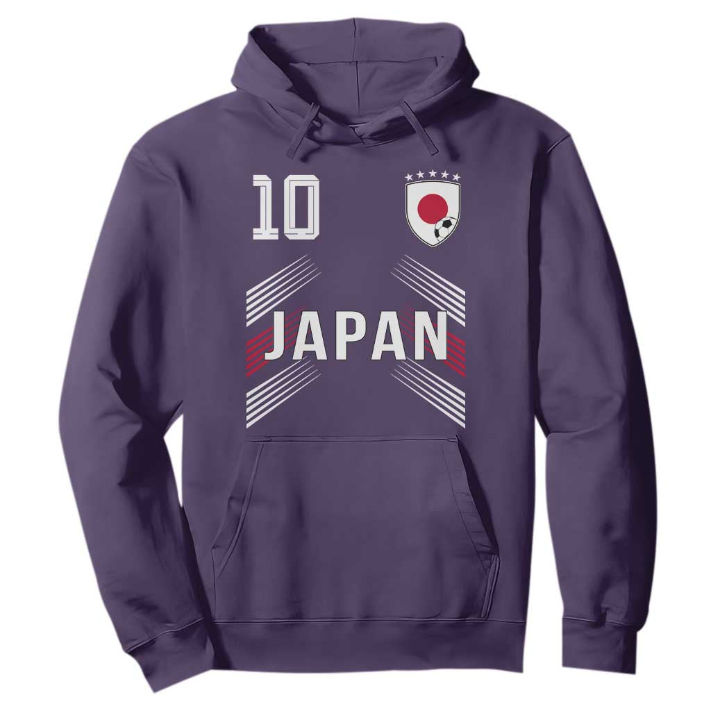 Japan Soccer Sports Graphic Number 10 Jersey Style Hoodie Proud Japanese Football Fans Game Day Pride TS02 Purple Print Your Wear