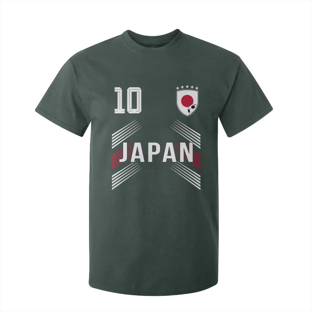 Japan Soccer Sports Graphic Number 10 Jersey Style T Shirt For Kid Proud Japanese Football Fans Game Day Pride TS02 Dark Forest Green Print Your Wear