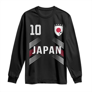 Japan Soccer Sports Graphic Number 10 Jersey Style Long Sleeve Shirt Proud Japanese Football Fans Game Day Pride TS02 Black Print Your Wear