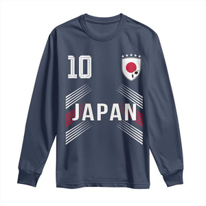 Japan Soccer Sports Graphic Number 10 Jersey Style Long Sleeve Shirt Proud Japanese Football Fans Game Day Pride TS02 Navy Print Your Wear