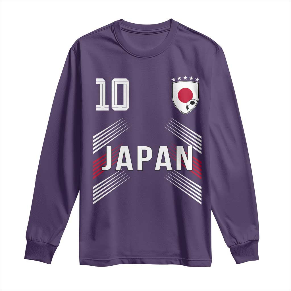 Japan Soccer Sports Graphic Number 10 Jersey Style Long Sleeve Shirt Proud Japanese Football Fans Game Day Pride TS02 Purple Print Your Wear